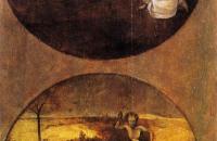 耶罗尼米斯·博斯（Hieronymus Bosch）作品-人类被魔鬼包围（反叛天使面板的反面）