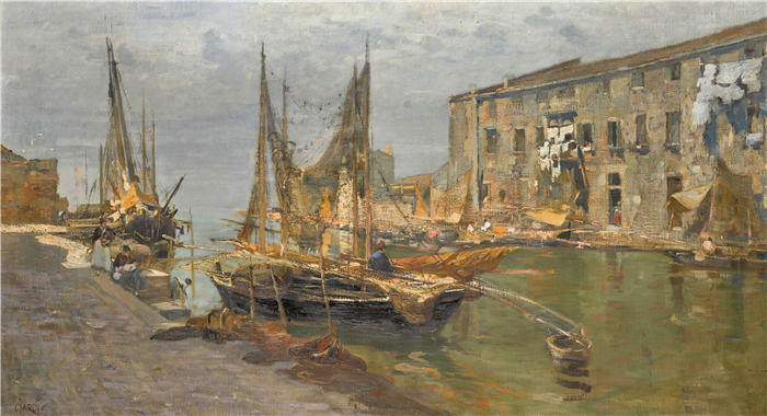 古列尔莫·恰尔迪（Guglielmo Ciardi，意大利）作品-威尼斯运河