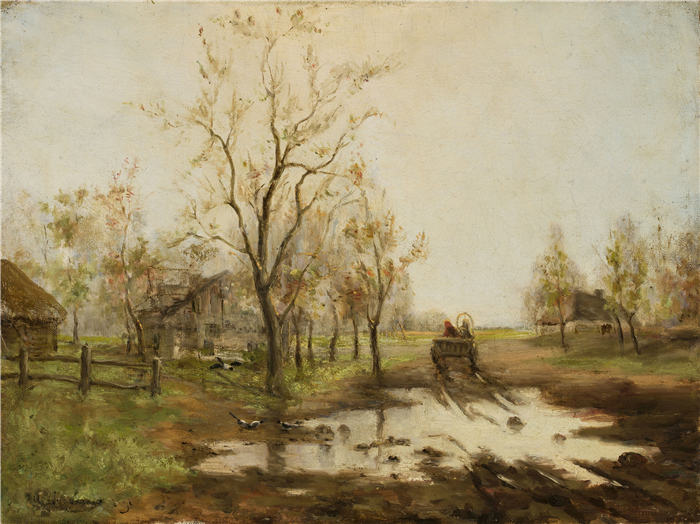 艾萨克·列维坦（Isaac Levitan，俄罗斯，1860 - 1900 年）作品-农村的春天（1891）
