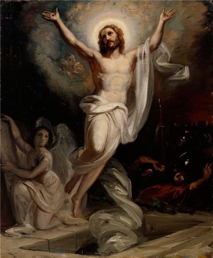罗伯特·威廉·艾克曼（Robert Wilhelm Ekman ，芬兰，1808 –1873 年）作品-基督的复活，现代中央波里教堂的祭坛画草图