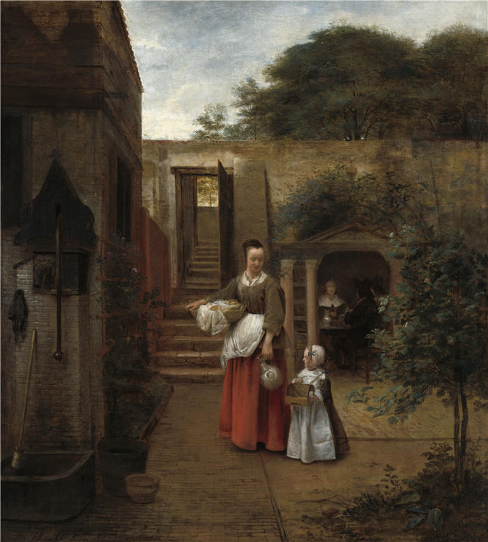 彼得·德·霍赫(Pieter de Hooch,荷兰画家)作品-一位年轻女士读信的室内(1668 年)院子里的女人和孩子(1658-1660)