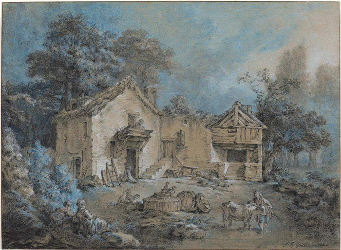 让-巴蒂斯特·休（Jean-Baptiste Huet，法国）作品-农场场景（1779）