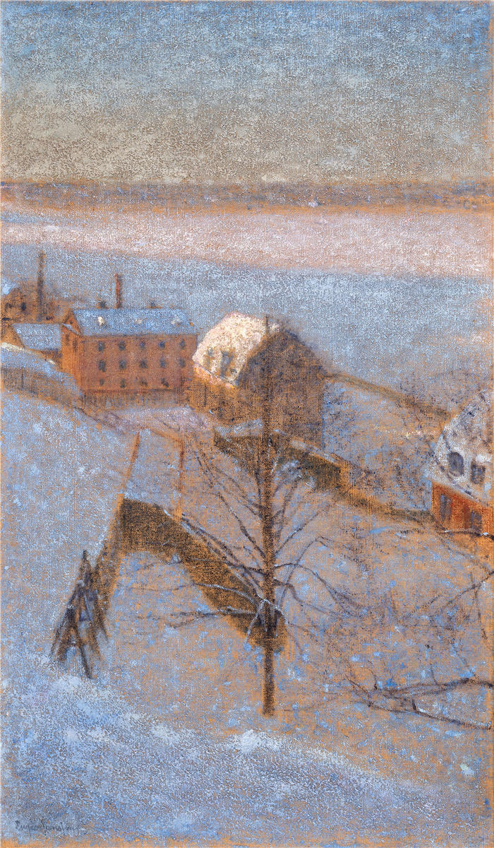 尤金·杨松（Eugène Jansson，瑞典）作品-斯德哥尔摩冬景 (1891-1893)