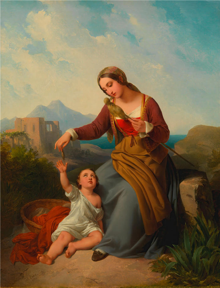 约翰·内波穆克·安德（Johann Nepomuk Ender ，奥地利）作品-有孩子的意大利农妇（1842 年）