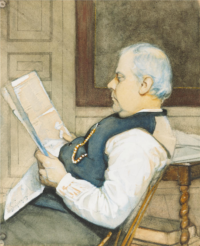 尤金·杨松（Eugène Jansson，瑞典）作品-艺术家父亲的肖像（1888 年）