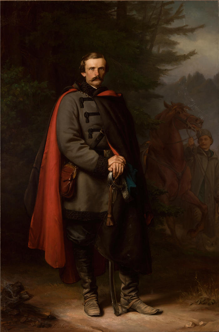 约瑟夫·西姆勒（Józef Simmler，波兰，1823-1868 年）作品-Ludwik Mycielski 的肖像（1865 年）