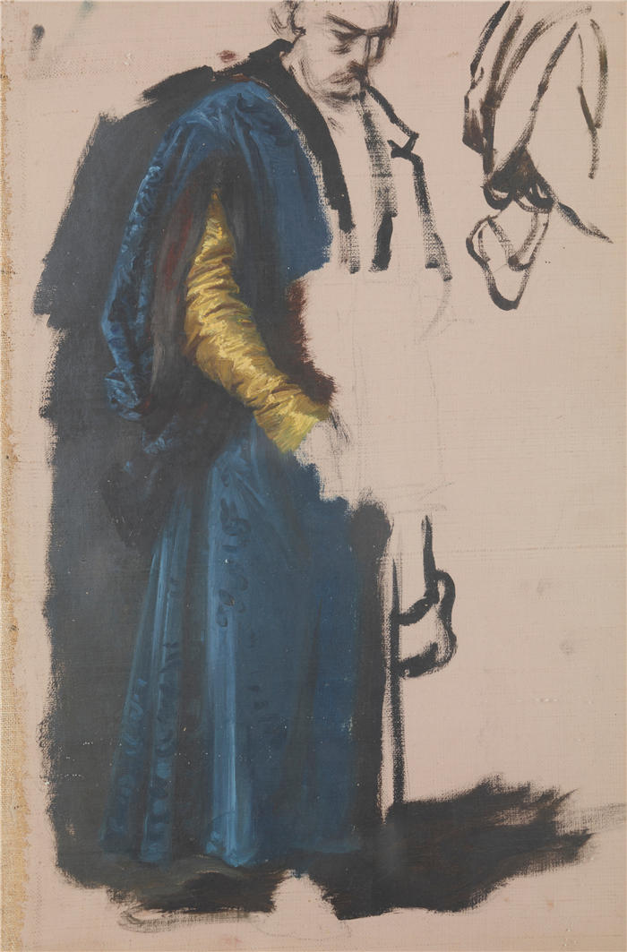 约瑟夫·西姆勒(Józef Simmler,波兰,1823-1868 年)作品-Tenczyn的Jaśko。研究画作“雅德维加女王的誓言”(1867 年)