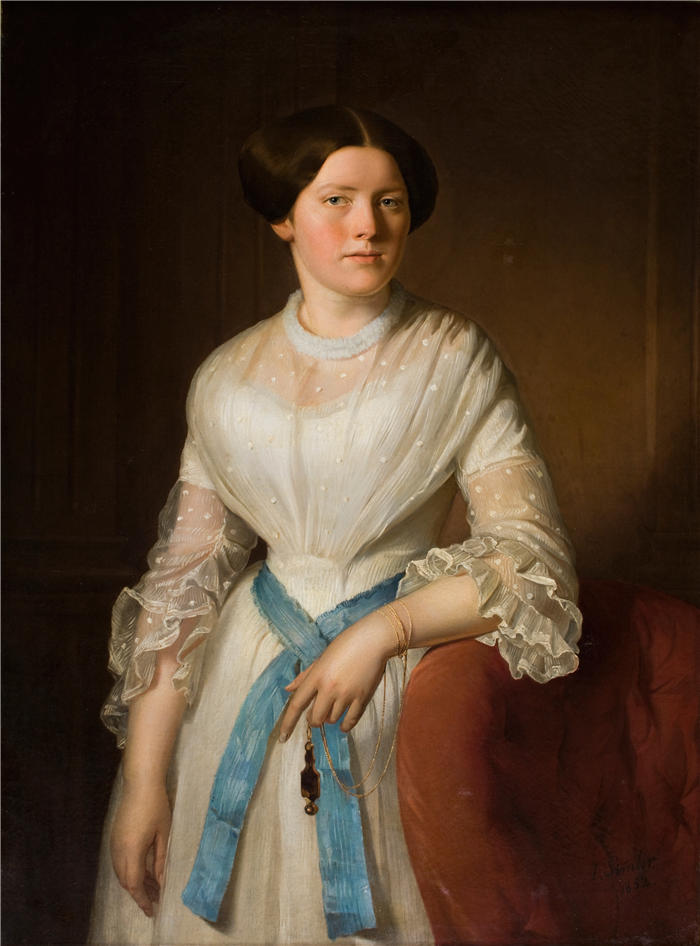 约瑟夫·西姆勒（Józef Simmler，波兰，1823-1868 年）作品-皮萨佐夫斯卡小姐的肖像（1852 年）