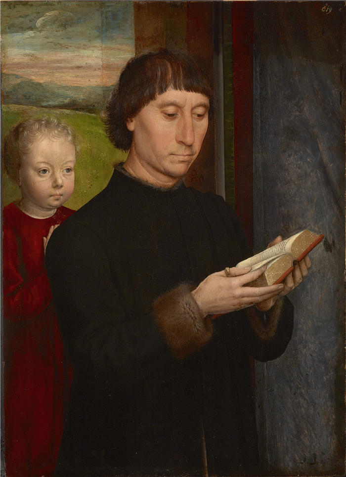 汉斯·梅姆林（Hans Memling，德国画家）作品-阅读的人的肖像（约 1480 年）