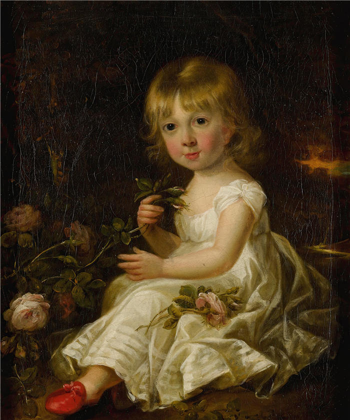 威廉·比奇（William Beechey ，英国）作品-一个年轻女孩的肖像