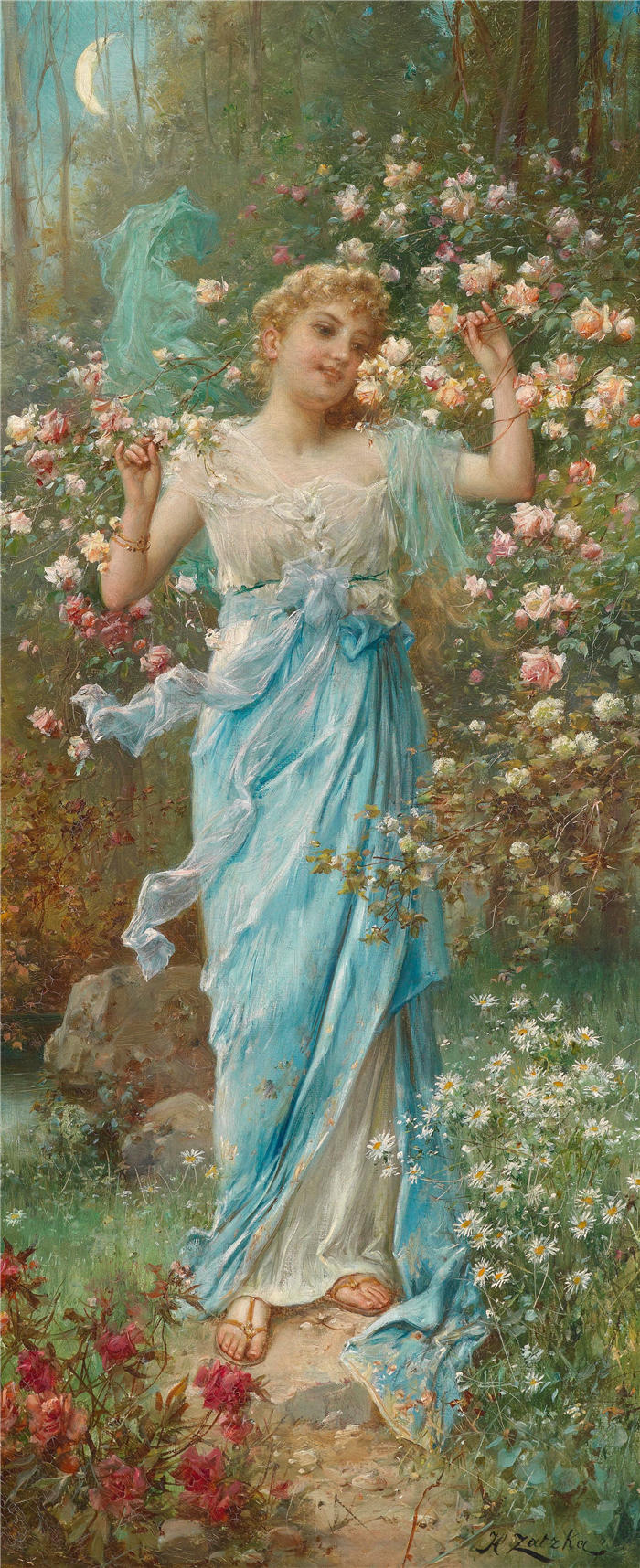 汉斯·扎茨卡(Hans Zatzka,奥地利,1859 – 1945 年)作品-花舞