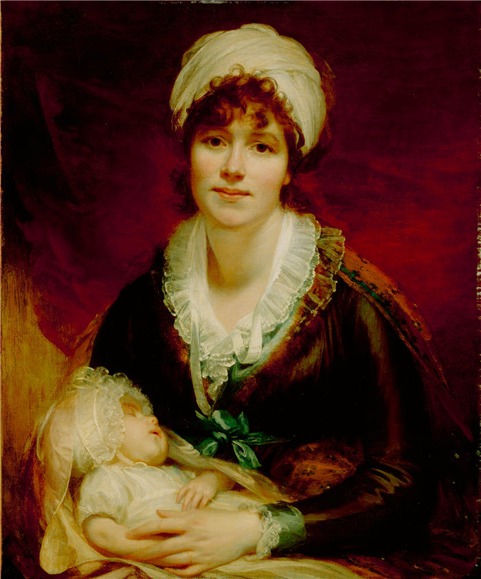 威廉·比奇（William Beechey ，英国）作品-比奇夫人和她的孩子（约 1800 年）