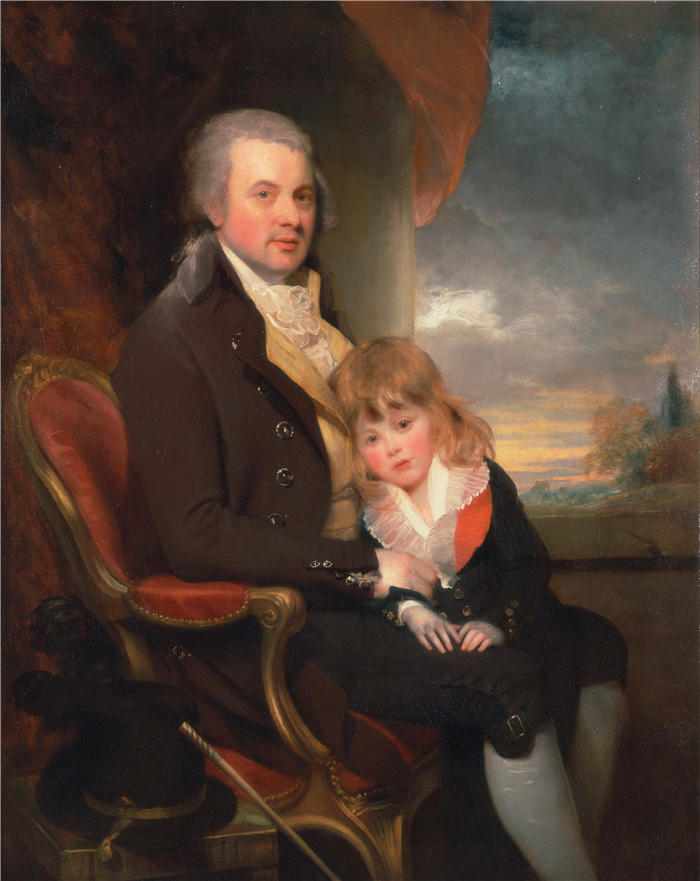 威廉·比奇（William Beechey ，英国）作品-爱德华·乔治·林德和他的儿子蒙塔古