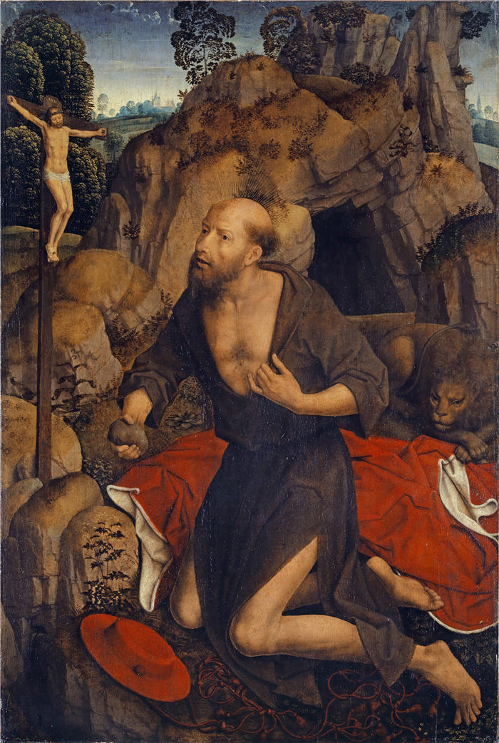 汉斯·梅姆林（Hans Memling，德国画家）作品-圣杰罗姆的忏悔（1485-90）