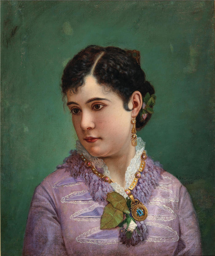 弗拉霍·布科瓦茨 (Vlaho Bukovac，克罗地亚 )作品-朱莉娅·邓菲·皮尔西的肖像（1876 年）