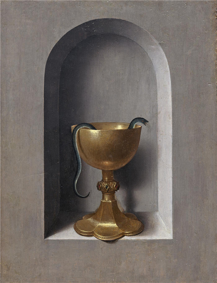汉斯·梅姆林（Hans Memling，德国画家）作品-圣约翰福音传教士圣杯（反面）（约 1470-1475 年）