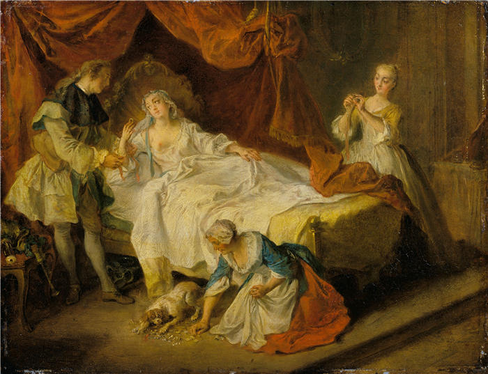 尼古拉斯·兰克里特（Nicolas Lancret，法国画家）-小狗摇钱和宝石（c. 1737 - 1738）