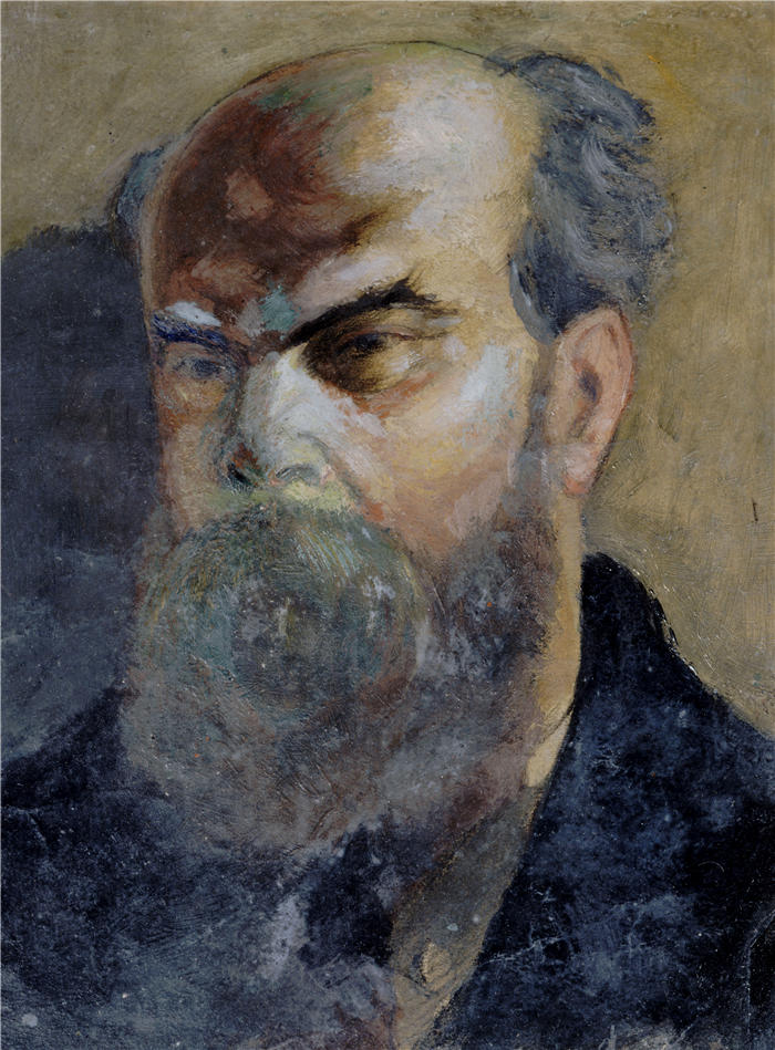弗雷德里克·奥古斯特·卡萨尔斯（Frédéric Auguste Cazals，法国，1865–1941）作品-Paul Verlaine (1844-1896)，诗人 (1885) 的肖像