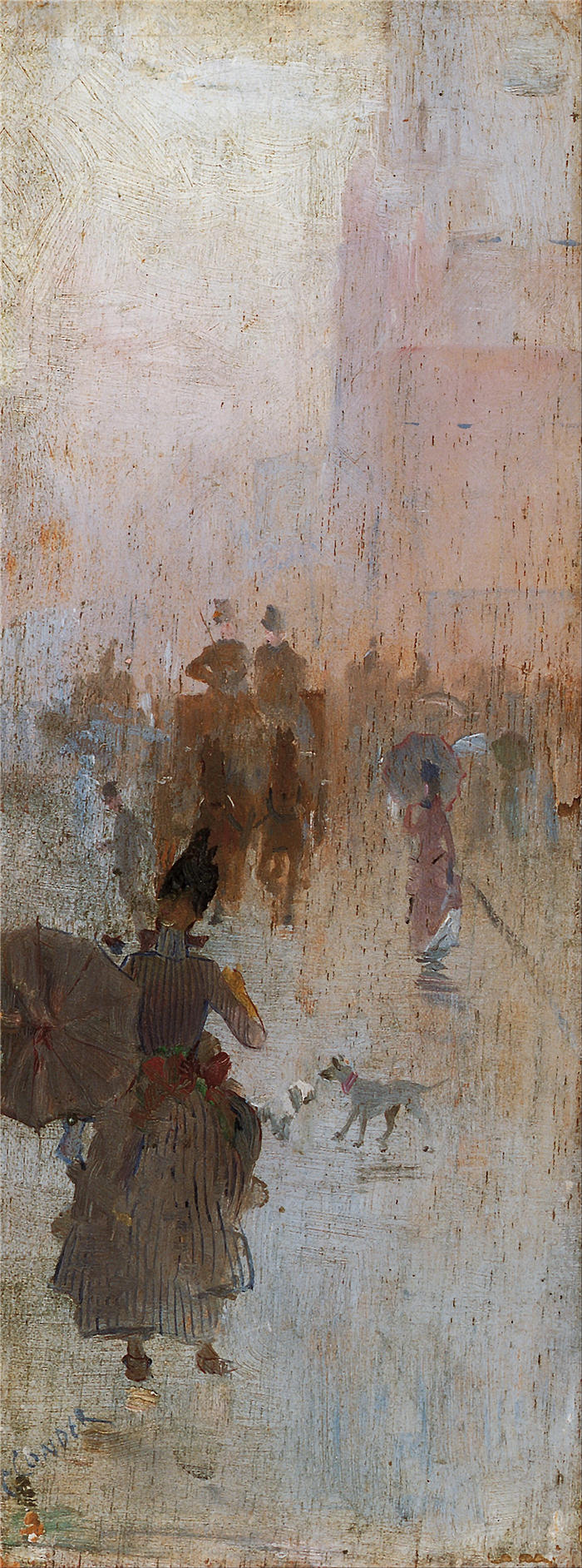 查尔斯·康德(Charles Conder,英,1868-1909)作品-《我们如何失去可怜的弗洛西 (1889)》