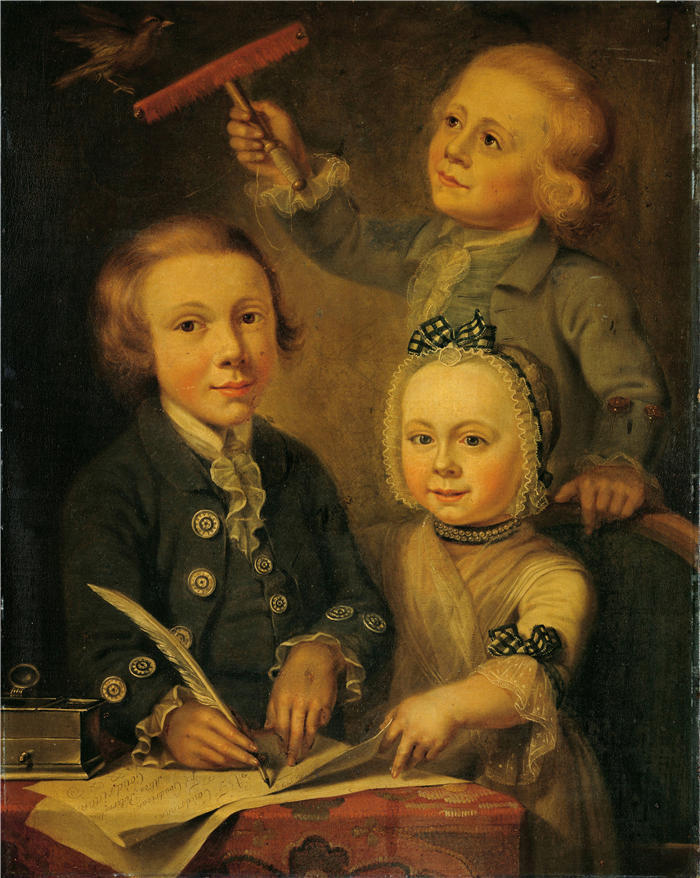 科内利斯·范·库伦伯格二世（Cornelis Van Cuylenburgh II，荷兰人，1758-1827）作品-Barend Goudriaan 的孩子们的肖像（1776 年）