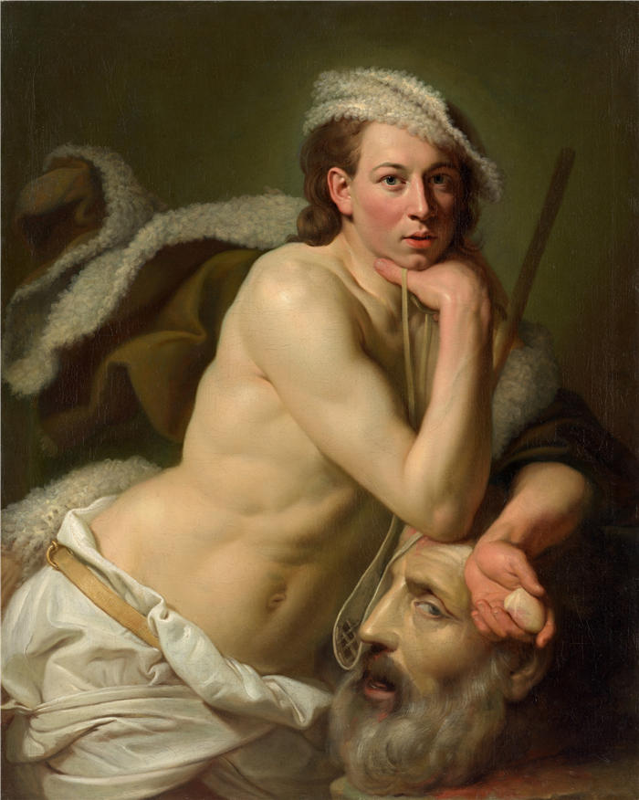 约翰·约瑟夫·佐法尼（Johan Joseph Zoffany）作品-自画像大卫与歌利亚的头