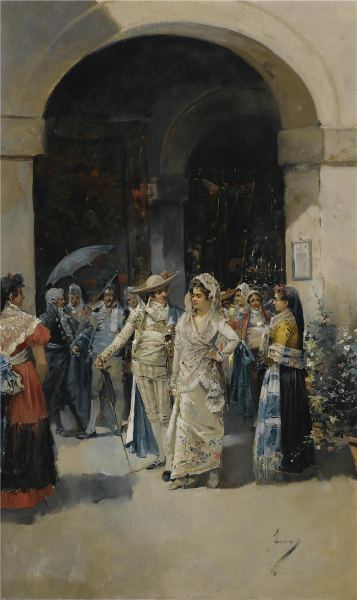 欧金尼奥·卢卡斯·维拉米尔（Eugenio Lucas Villamil，西班牙，1858-1918 年）作品-弥撒后