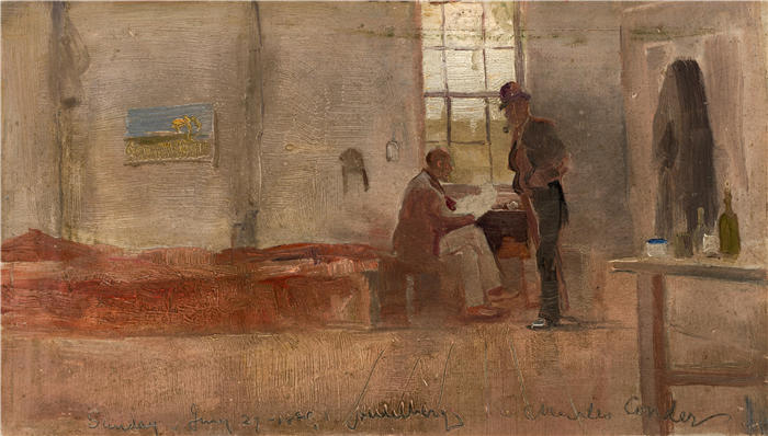 查尔斯·康德(Charles Conder,英,1868-1909)作品-《印象派营地》