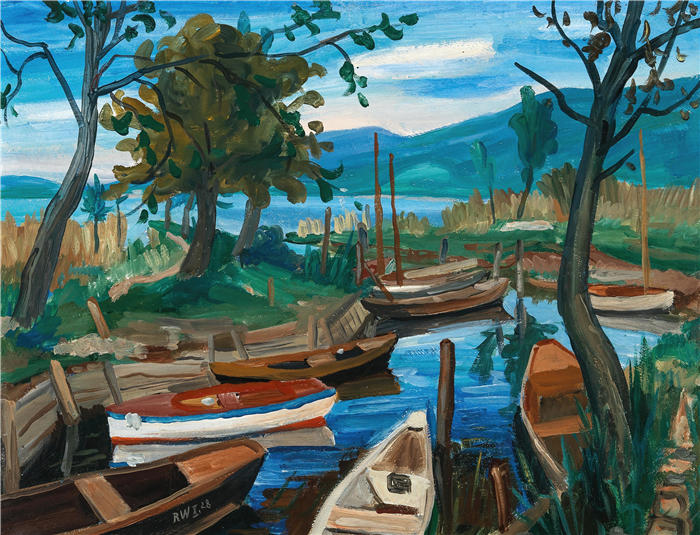 鲁道夫·瓦克（Rudolf Wacker，奥地利，1893-1939 年）作品-博登湖风景 (1928)
