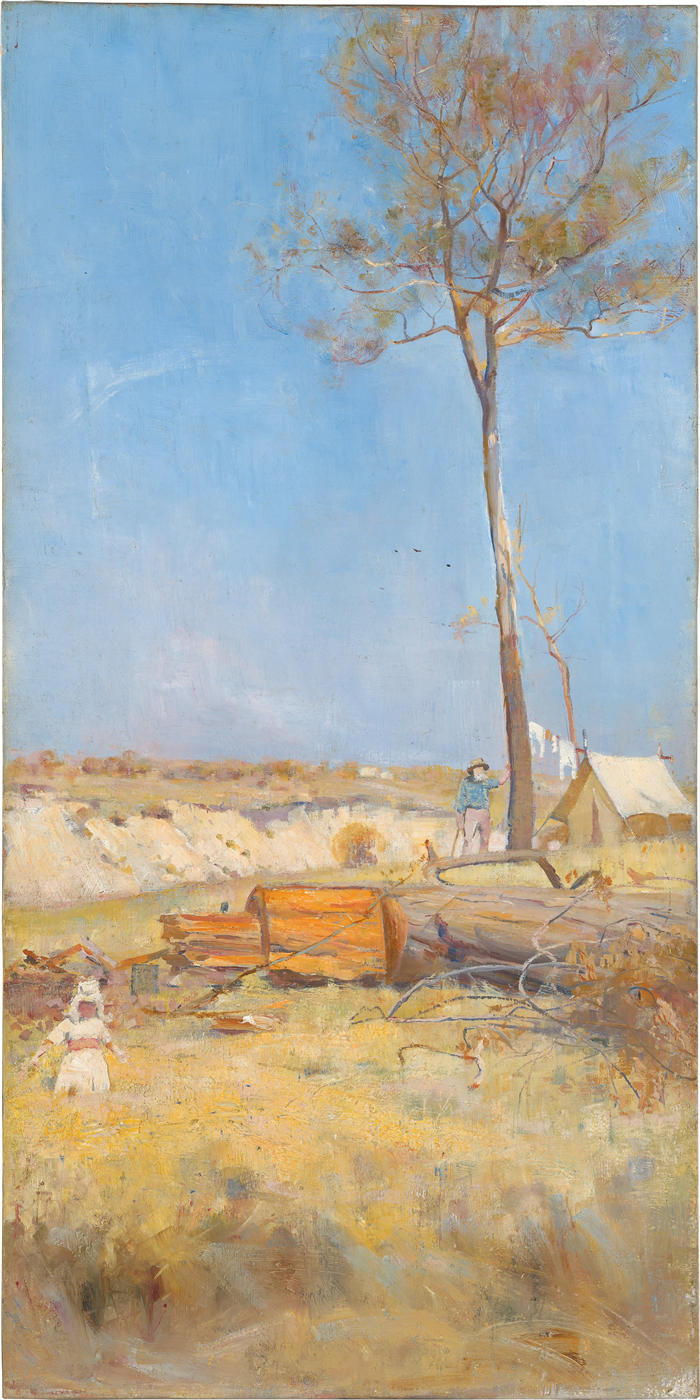 查尔斯·康德（Charles Conder，英，1868-1909）作品-《在南方的阳光下（伐木者的营地）》