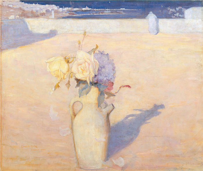 查尔斯·康德(Charles Conder,英,1868-1909)作品-《热沙,穆斯塔法,阿尔及尔 (1891)》