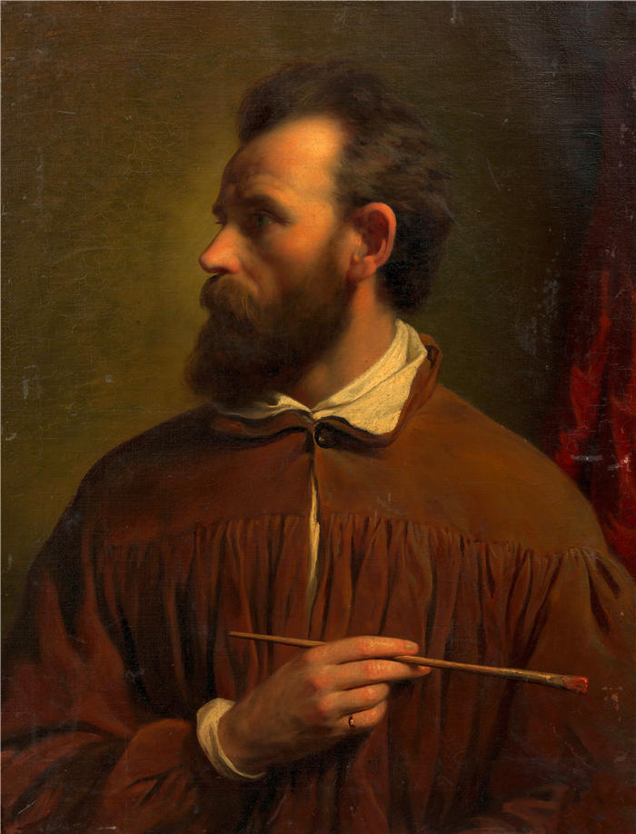 安东·艾伯特(Anton Ebert ,捷克,1845-1896)作品-弗里德里希·冯·阿默林的自画像(约 1880-1890 年)