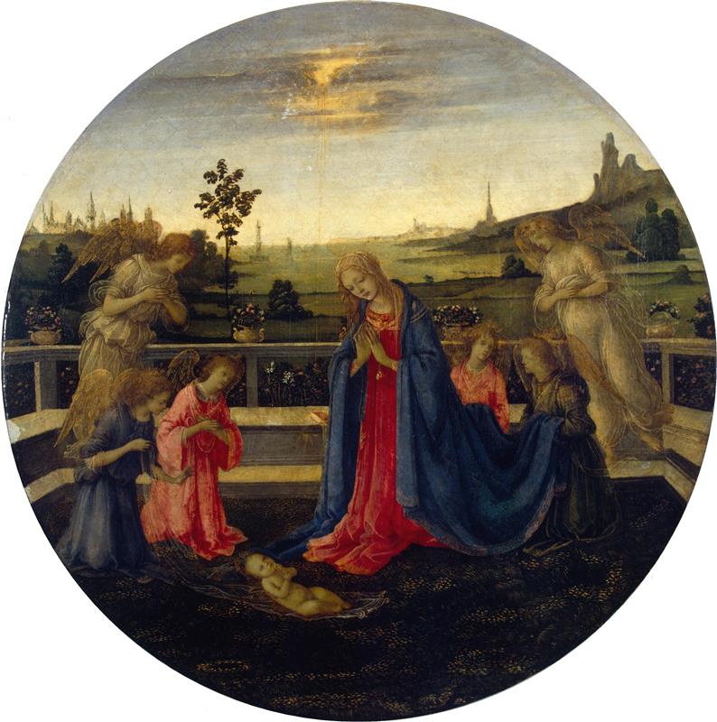 菲利皮诺·利皮(Filippino Lippi ,意大利,1457-1504)作品-孩子的崇拜 1