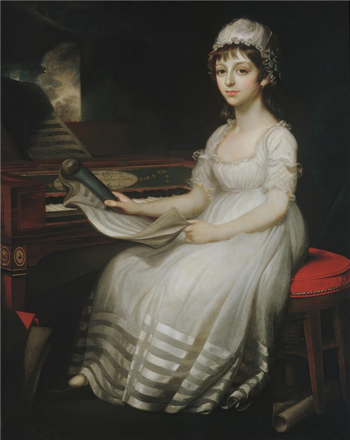 马瑟·布朗（Mather Brown）作品-一个年轻女子的肖像 （1801）