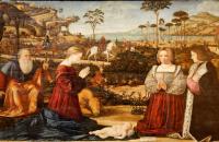 维托雷·卡巴乔 (Vittore Carpaccio，意大利)作品-有两个捐赠者的神圣家族