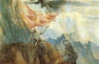 马蒂亚斯·格鲁内瓦尔德（Matthias Grünewald，德国）作品-对牧羊人的通告（来自艾森海姆祭坛的通告的细节）