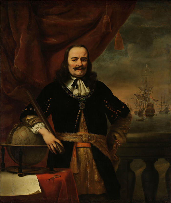 费迪南德·波尔（Ferdinand Bol，荷兰）作品-米歇尔·德·鲁伊特 (Michiel de Ruyter) 中尉海军上将 (1667)