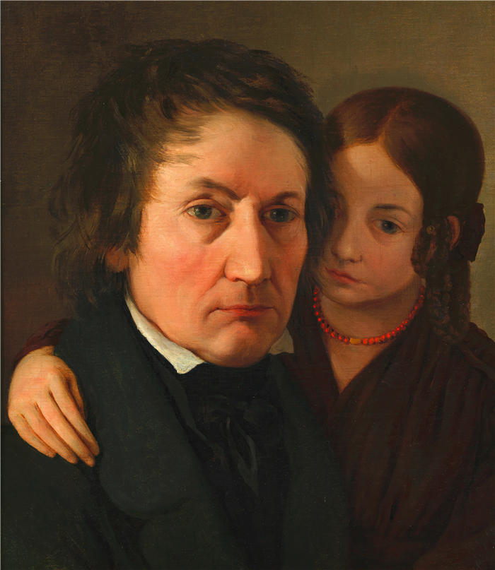 弗朗茨·阿尔特（Franz Alt，奥地利，1821-1914 年）作品-Jakob Alt 和他的女儿 Luise（约 1820 年）