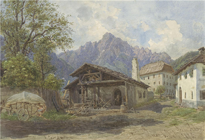 弗朗茨·阿尔特（Franz Alt，奥地利，1821-1914 年）作品-面对林茨 (1875)