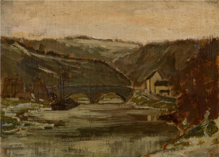 费利西安·罗普斯（Felicien Rops，比利时，1833-1898 年）作品-莱塞河上的桥