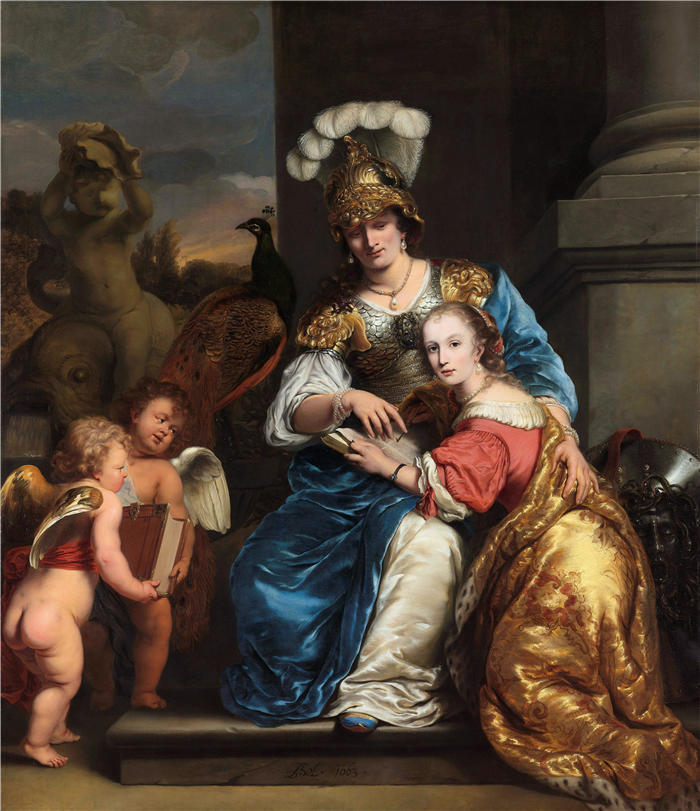 费迪南德·波尔（Ferdinand Bol，荷兰）作品-玛格丽塔旅行作为密涅瓦，指导她的妹妹安娜玛丽亚旅行（1663）