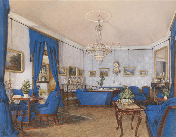弗朗茨·阿尔特（Franz Alt，奥地利，1821-1914 年）作品-客厅内部