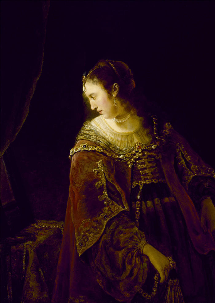 费迪南德·波尔(Ferdinand Bol,荷兰)作品-梳妆台前的女人(1643 年至 1647 年间)