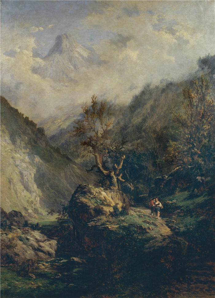 卡洛斯·德·海斯（Carlos de Haes，西班牙）作品-阿斯图里亚斯的山脉（1872 年）