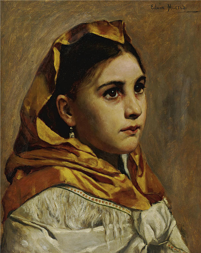埃德温·哈里斯（Edwin Harris）作品-一个年轻女孩的肖像