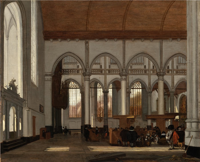 伊曼纽尔·德·威特（Emanuel de Witte，荷兰）高清作品-阿姆斯特丹老教堂的内部（约 1659 年）