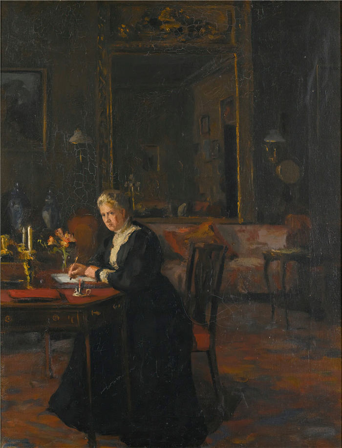 威廉·奥尔本(William Orpen,爱尔兰)高清作品-人像内饰;路易莎·卡罗琳·伊丽莎白·汉密尔顿