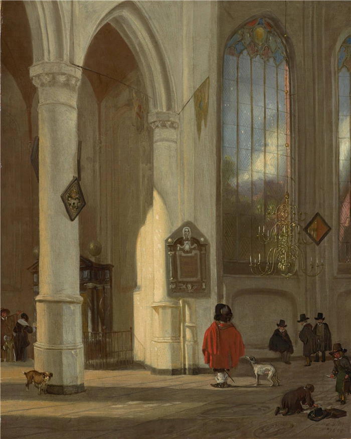 伊曼纽尔·德·威特（Emanuel de Witte，荷兰）高清作品-代尔夫特老教堂的内部（1655 年）