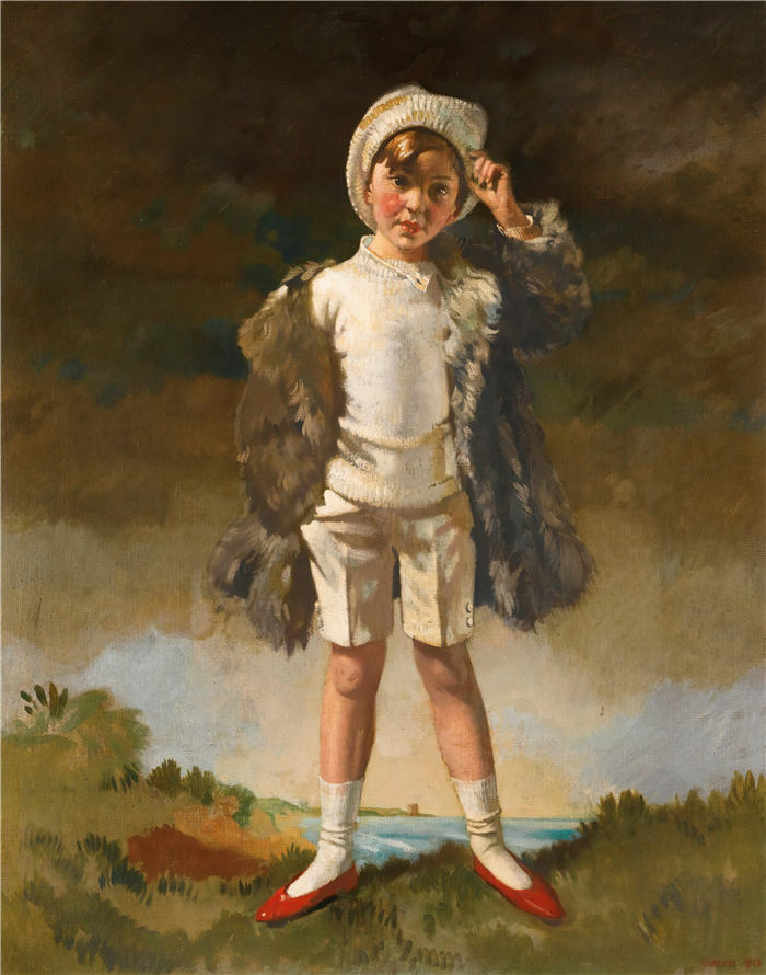 威廉·奥尔本（William Orpen，爱尔兰）高清作品-十二月; 奥利弗圣的儿子,约翰·戈加蒂 (1913)