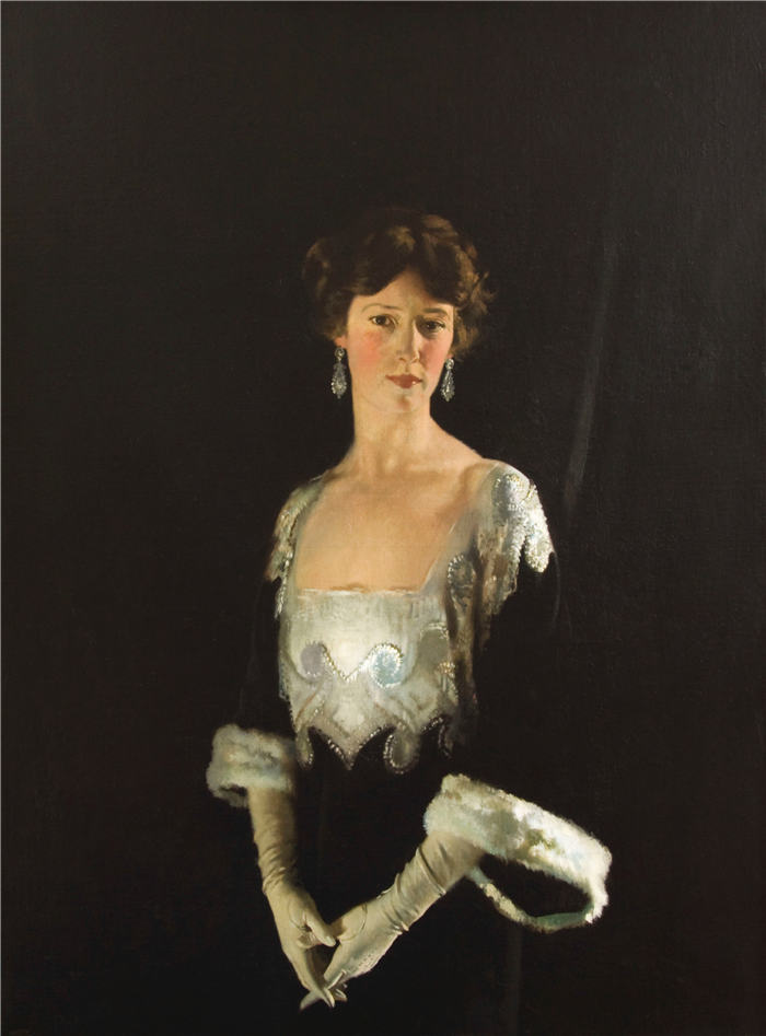 威廉·奥尔本（William Orpen，爱尔兰）高清作品-海德福特第四侯爵夫人玫瑰肖像