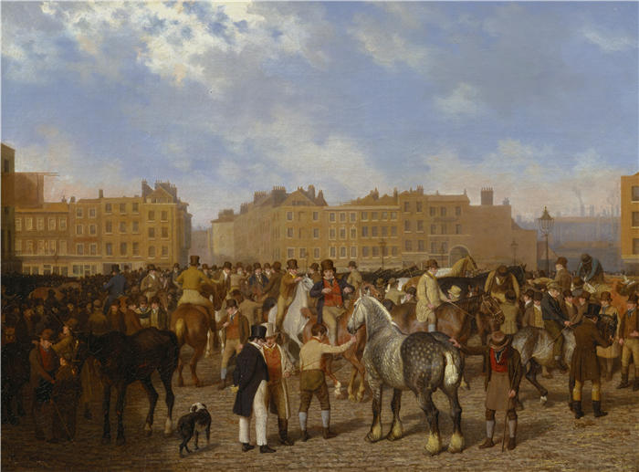 雅克-洛朗·阿加斯（Jacques-Laurent Agasse）作品-老史密斯菲尔德市场（约 1824 年）